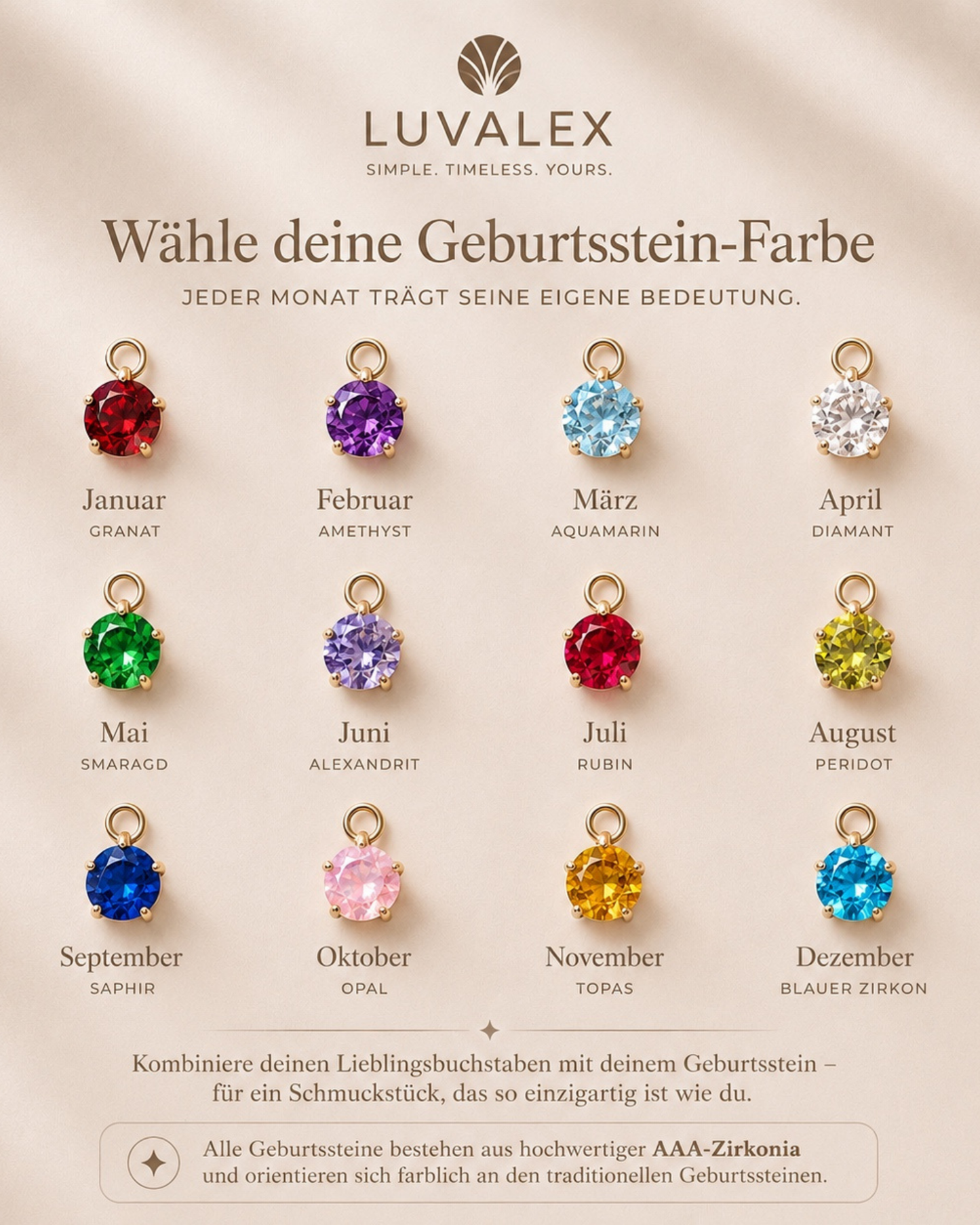 UNIKA | Personalisierte Buchstaben-Halskette mit Geburtsstein